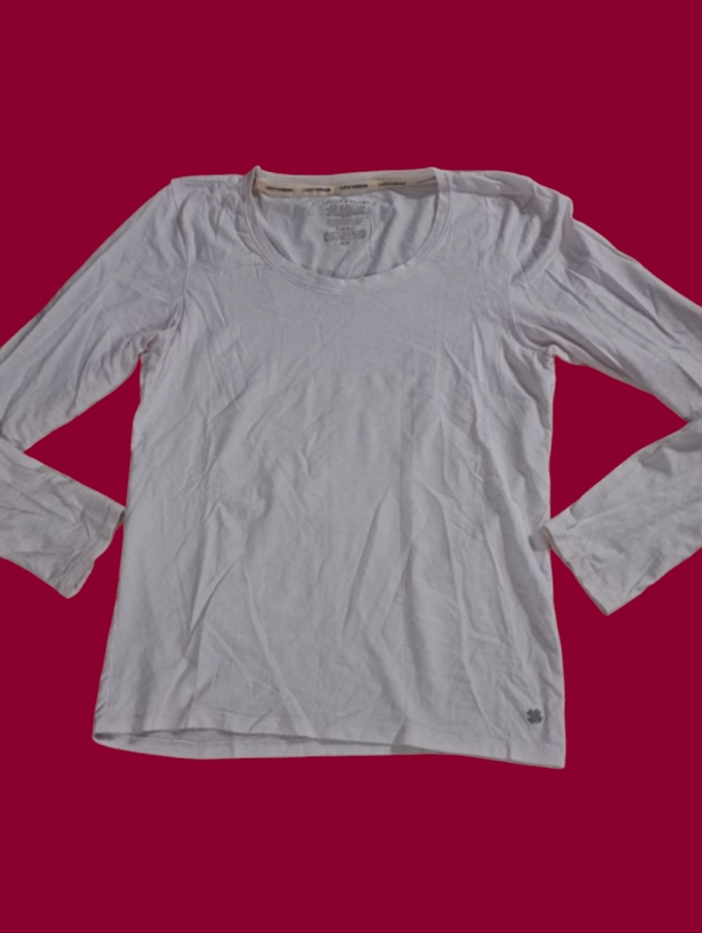 Lucky Brand Soft Light Pink Whitish Long Sleeve Round Neck T-Shirt Size Medium